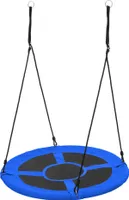 ECD Germany houpačka Nest Ø100 cm, modrá/černá, z polyesteru, nosnost do 150 kg, talířová houpačka pro děti a dospělé, výškově nastavitelná dětská houpačka venkovní, závěsná houpačka zahradní houpačka kulatá houpačka uzavřený sedák