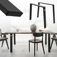 ML-Design 2er Set Tischbeine Loft, 90x72 cm, Schwarz, Profil 8x2 cm, aus Stahl, Industriedesign, U-Form, Metall Tischgestell scandic