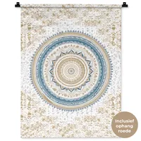 MuchoWow® Tapiserie na zeď Mandala - modrá - česká - bílá - design 60x80 Tapiserie Dekorace na zeď Šála