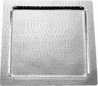 Tablett quadratisch,  Reiskorn, Groß Durchmesser 50,0 cm Aluminium vernickelt
