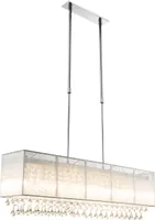 Globo Lighting Hängeleuchte Metall verchromt, Seide silber metallic, Glaskristalle klar, Kabel PVC Grau, Höhenverstellbar, LxBxH: 900x180x1200mm, inkl. 8x G9 LED 3W 230V, 280lm Source, 906lm Output, 3000K, inkl. LED Leuchtmittel 10676