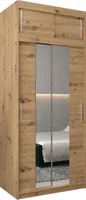 Kleiderschrank, Schiebetürenschrank Schlafzimmer, Schrank mit Spiegel TOKYO 1 100 mit Aufsatz, Höhe 240 cm