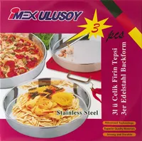 IMEX MIC Edelstahl rundes Backblech Tepsi 28cm/32cm/36cm (3er Set)