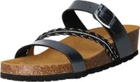 BOXX Damen-Pantolette mit Tieffußbett Silber-Grau-Schwarz-Weiß, Farbe:grau, EU Größe:39