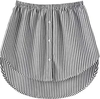 ASKSA Damen Mini Hemdverlängerungen Fake Top Lower Sweep mit Elastischem Taillenband, Schwarze und Weiße Streifen, L