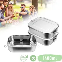 SWANEW 1400ml Brotdose ohne Plastik BPA frei brotdose edelstahl Edelstahl Lunchbox