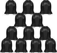 Belle Vous Beutel mit Kordelzug Beutel Rucksack Stoffbeutel Schwarz (12er Pack) - 42 x 35cm - Turnbeutel Schwarz zur Aufbewahrung, Reisen und