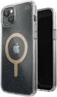 Speck Presidio Perfect-Clear with Glitter + MagSafe - iPhone 15 Plus / 14 Plus Case with MICROBAN Coating (Clear / Gold Glitter)