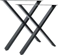 Natural Goods Berlin Möbelkufen X-FORM, Tischkufen, Tischbeine, Tischgestell, Esstisch, Bank, Couchtisch, Schwarz, B70xH72 cm, 2 Stück
