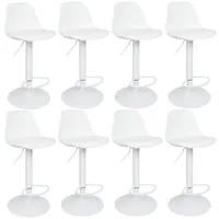 8er Set Barhocker,Drehbare Barstuhl Tresenhocker Küchenhocker Höhenverstellbar aus Kunstleder - Weiß
