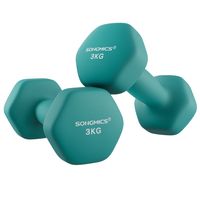 SONGMICS Hanteln, 2er Set, 2 x 3 kg, Hantelset, Kurzhanteln, Hexagon, Neopren-Beschichtung, Krafttraining, Workout, Fitnesstraining, für Zuhause