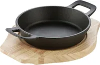 Schulte-Ufer Rustika Mini-Servierpfanne mit Servierbrett, Pfännchen, Pfanne, Gusseisen, Schwarz, 16 cm, 1686-16 s