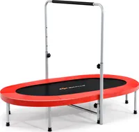 COSTWAY trampolína pre 2 osoby s výškovo nastaviteľnou rukoväťou, mini trampolína do 150 kg, skladacia detská trampolína, záhradná trampolína pre deti a dospelých