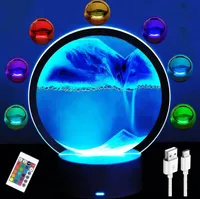 3D Fließende Sandmalerei Nachtlicht, Sandbild Zum Drehen 3D, Fließende Sand Dekorations Beleuchtung, 360 ° Dreh-Sanduhr Dekoration, RGB Farb-Sand-Set