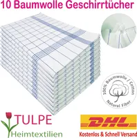 Blau Geschirrtücher Baumwolle 10er Set , 50x70 cm , blau/weiß kariert , Geschirrtuch , Trockentuch , Küchentücher