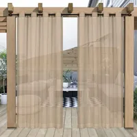 Outdoor Vorhang Transparent Wasserdicht Sonnenschutz & Sichtschutz Gardinen Terrasse Rasen Outdoorvorhnge mit sen Khaki, 4 Stcke B132xH244cm
