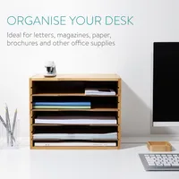 Navaris Dokumentenablage Briefablage Bambus - 33x26x24,5cm Schreibtisch Organizer - Holz Ablage 5 Ablagefächer - Ablagesystem für u.a. Büro
