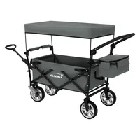 HAUKI Bollerwagen XXL faltbar mit Dach & Tasche, Grau, 360° drehbare Vorderräder, PolyurethanRäder mit Bremsen, Transportkarre 120 kg