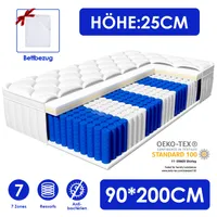 Aiibot Matratze 90x200 7-Zonen Kaltschaummatratze Höhe 25cm Matratzen Federkernmatratze 90x200 mit Komfortschaum Taschenfederkernmatratze,Härtegrad3