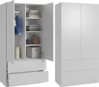 BEAUTYSOFA Modern Kleiderschrank CLASSIC - Garderobenschrank , Schrank mit 2-türig & 2 Schubladen fur Schlafzimmer & Korridor (Weiß)