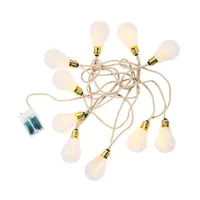 BUTLERS BULB LIGHTS LED-Lichterkette 10 Lichter mit Naturseil & USB-Batteriefach
