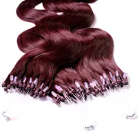 hair2heart Microring Extensions Ľudské vlasy vlnité - 25 prameňov 0,5g 40cm 55/65 svetlohnedá intenzívna fialovo-mahagónová