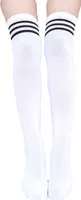 Krautwear Damen Strümpfe Socken Overknees Streifen Kniestrümpfe Cheerleader (1x weiss/schwarz)