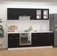 vidaXL 8-tlg. Küchenzeile Schwarz Holzwerkstoff