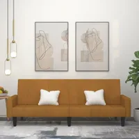 Design Schlafsofa 2-Sitzer Braun Samt, Schlafsofas 2024 Neu