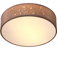 MONZANA® Deckenlampe Sternenhimmel Wohnzimmer Schlafzimmer E27 Taupe Rund 38cm Stoffschirm 2-Flammig 40W Küche Lampe Deckenleuchte Stoffdeckenlampe