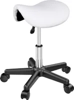 Sattelhocker, Rollhocker Drehhocker Praxishocker Arbeitshocker Bürohocker, Höhenverstellbaren Hocker Mit 5 Rollen Weiß – Weiß