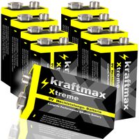 8er Pack kraftmax Xtreme 9V Block Hochleistungs- Batterien ideal für 10 Jahres Rauchmelder - 6LR61 9 Volt Longlife Blockbatterie mit maximaler Lebensdauer