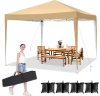 Faltpavillon 3x3m Pop Up Pavillion Gartenzelt Gartenpavillon Partyzelt UV-Schutz 50+ Wasserdicht, inkl .Tasche, 4 Sandsack, braun