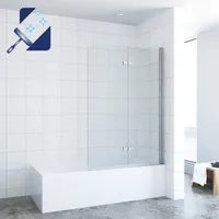 Duschabtrennung Duschtrennwand für Badewanne 100 x 140 cm Faltbar Badewannenfaltwand Duschwand Glas Badewannenabtrennung Badewannenaufsatz 2 Teilig 5 mm klarglas mit Nanobeschichtung