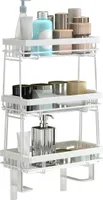 Heikoeco®duschregal ohne bohren  Duschablage-Aufbewahrungsregal Duschstange ohne Bohren Aufhängen Dusche Regale Zubehör 32Bx16Tx55Hcm Weiß