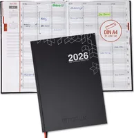 Buchkalender 2026 A4 - Hardcover, Layflat, 15-Minuten-Taktung, Wochenplaner, Praxisplaner 2026, robust, ideal für Reservierungsbuch 2026 Gastronomie, Hotelerie, Praxen und Friseure