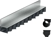 1m ACO Hexaline 2.0 Entwässerungsrinne Schlitzaufsatz Stahl verzinkt Ablauf horizontal Bodenrinne Terrassenrinne