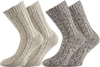 FussFreunde 2 Paar superweiche Norwegersocken, vorgewaschen, Braun/Beigetöne, Größe 47-50