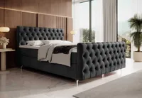 yourhouse24 Boxspringbett Chester Plus (Bonell-Matratze und Topperr), mit zwei Bettkästen (Farbe: Monolith 97, Größe: 120x200 cm)