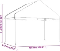 vidaXL Pavilon se střechou Bílý 4,46x4,08x3,22 m Polyethylen
