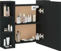 vidaXL Spiegelschrank mit LED Schwarz 70x16,5x60 cm