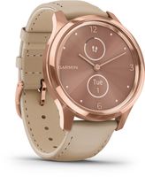 Garmin Vivomove Luxe Quarz Rose Gold PVD Lederband Damen Smartwatch