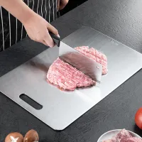 Schneidebrett, Schneidebretter aus Edelstahl, Doppelseitiges Cutting Board für Fleisch, Obst,39x28cm