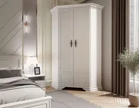 Weißer Eckkleiderschrank Provenzalischer Stil 98 cm matt 2-türig Kleiderschrank Vintage WERSAL