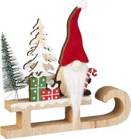 Weihnachtswichtel auf Schlitten - ca. 15,5 x 2 x 13,5 cm