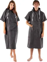 CalmyBEACH Frottee Badeponcho Damen Herren 100% Baumwolle Erwachsene Anthrazit S/M