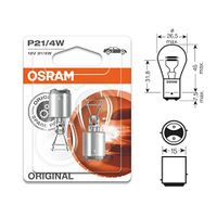 OSRAM ORIGINAL P21/4W Halogen, Bremslicht, Nebenschlussleuchte, 7225-02B, 12V PKW, Nebenschlussleuchte