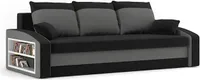 Couch HEWLET 220x90 mit REGAL LINKS und Schlaffunktion - Schlafcouch mit Bettkasten - STOFF HAITI 17 + HAITI 14 Schwarz&Grau
