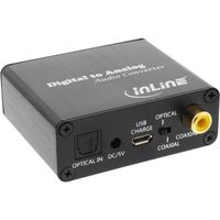 InLine® Audio-Konverter Digital zu Analog, DA-Wandler, Toslink & Cinch Eingang zu Cinch Stereo Ausgang, USB Power
