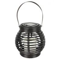 BURI Solar Gartenlaterne Rattanoptik Flackerkerze Gartenleuchte Gartendeko Solarlampe